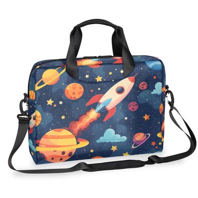 Adornori Space Cartoon Planet Laptop Sleeve Case 14 15 15.6 inch, Space Cartoon Planet Laptop Briefcase Shoulder Bag Waterproof Travel Computer Cover Carrying Bags