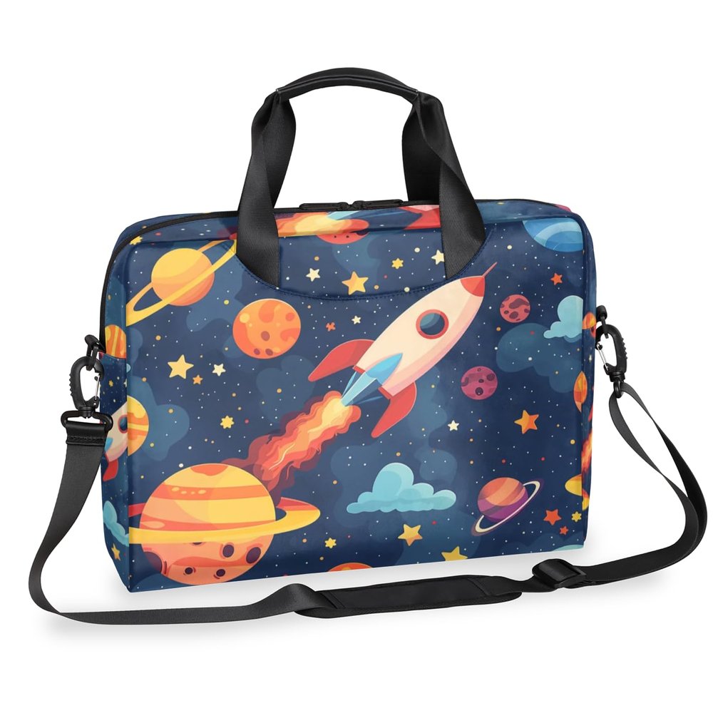 Adornori Space Cartoon Planet Laptop Sleeve Case 14 15 15.6 inch, Space Cartoon Planet Laptop Briefcase Shoulder Bag Waterproof Travel Computer Cover Carrying Bags