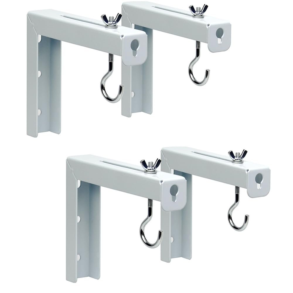 Aokicase W40120 Projector Screen Mount, Wall-Mountable, Compatible with Most Projectors, Adjustable Hook Set, Stand Metal Bracket Rack (White, 2 Pieces)