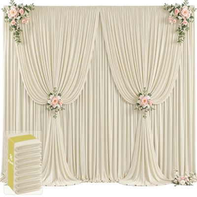 40ft x 12ft Beige Backdrop Curtains Wrinkle Free Backdrop Curtain for Wedding Parties Beige Fabric Backdrops Drapes Back Drop Cloth Bridal Shower Stage Curtains Wedding Decorations for Reception