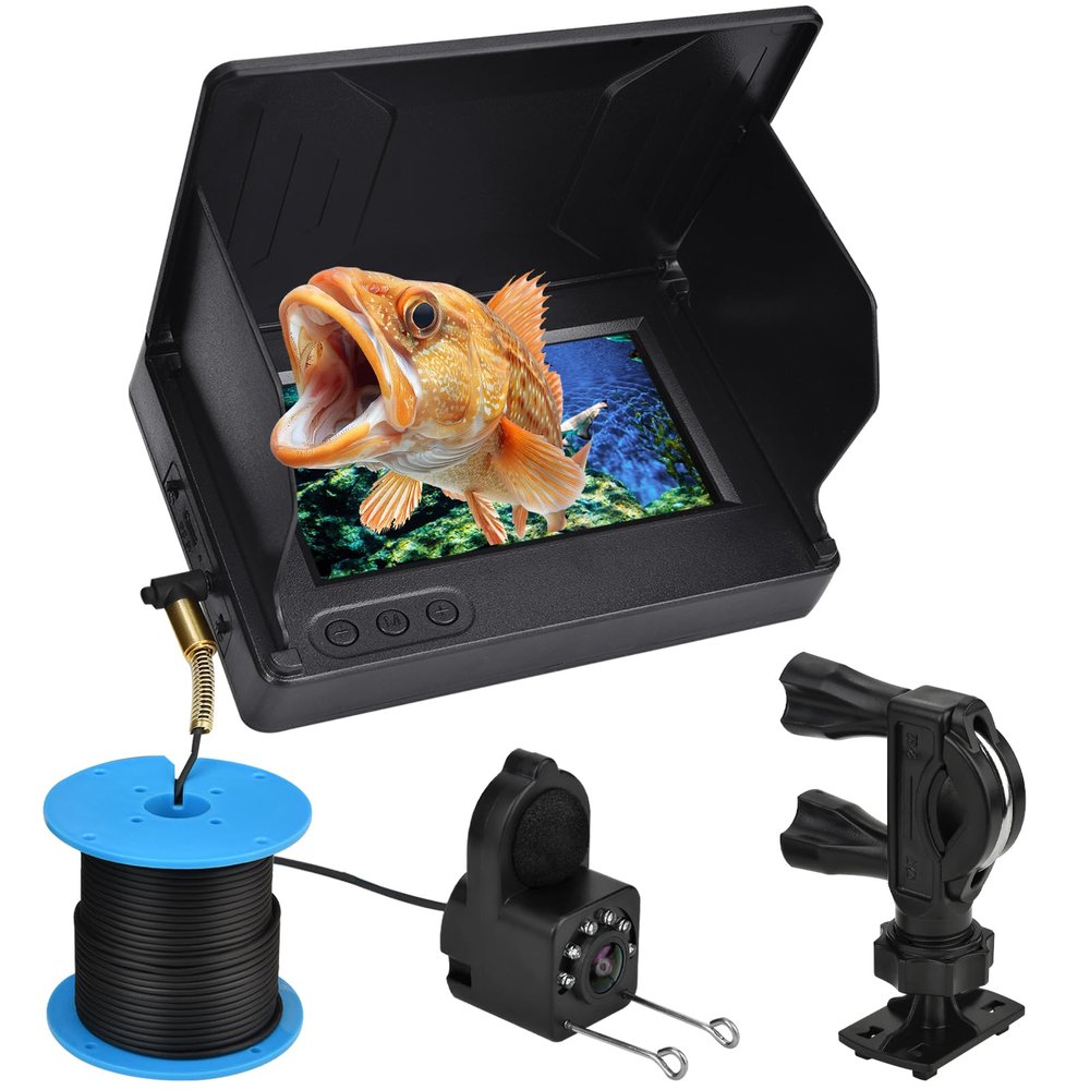Fishing Camera Waterproof Fish Finder with Enhanced Vision Ultra-Wide Lens, Underwater Fish Finder for Ice, Lake Offshore Angling, IP68 Waterproof Underwater Camera for Fishing, 4.3-Inch-30M