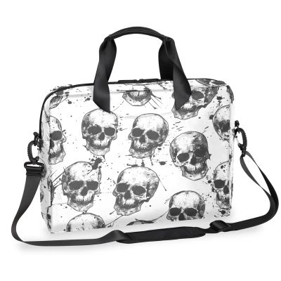 Adornori Sugar Skeleton Black White Skull Laptop Bag 15.6 Inch Waterproof Laptop Sleeve Case with Shoulder Straps Computer Case Cover Slim Briefcase for Men and Women