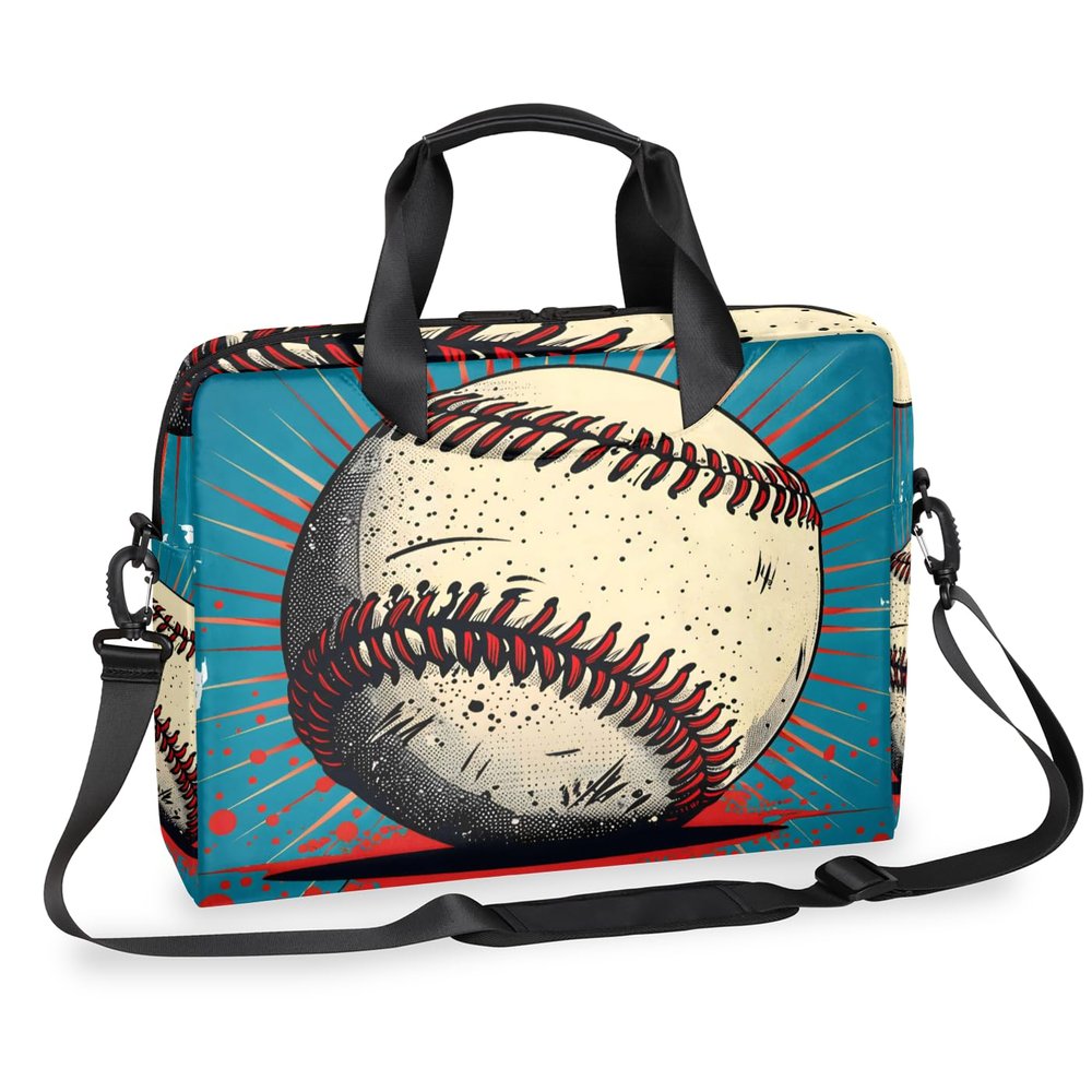 Adornori Baseball Sports Laptop Bag 15.6 Inch Waterproof Laptop Sleeve Case with Shoulder Straps Computer Case Cover Slim Briefcase for Men and Women