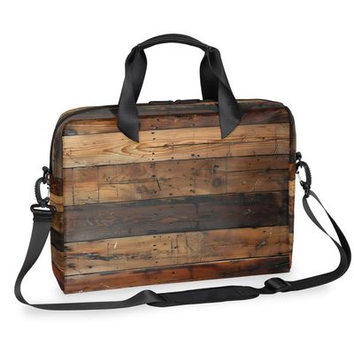 Adornori Farmhouse Brown Wooden Laptop Bag 15.6 Inch Waterproof Laptop Sleeve Case with Shoulder Straps Computer Case Cover Slim Briefcase for Men and Women