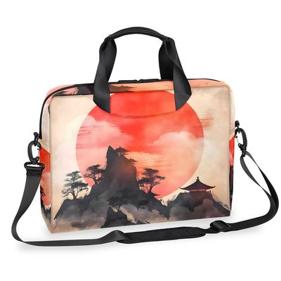 Adornori Japanese Chinese Oriental Art Laptop Bag 15.6 Inch Waterproof Laptop Sleeve Case with Shoulder Straps Computer Case Cover Slim Briefcase for Men and Women