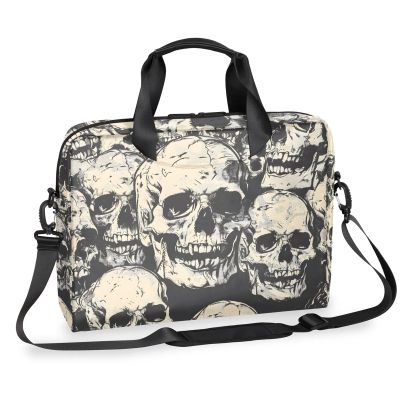 Adornori Skeleton Gothic Skull Laptop Bag 15.6 Inch Waterproof Laptop Sleeve Case with Shoulder Straps Computer Case Cover Slim Briefcase for Men and Women