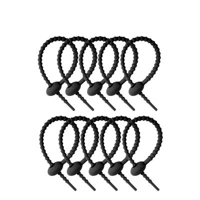 18cm Silicone Reusable Bag Ties Twist Wire Fasten Cable Zip Tie Headset Data Lines Wire DIY Universal(10PCS Black)