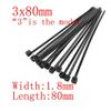 100Pcs Black Cable Ties Self-Locking Plastic Nylon Wire Cable Zip Tie Clamps Assorted Size Fastening Ring(3x80mm Width 1.8mm) view 2
