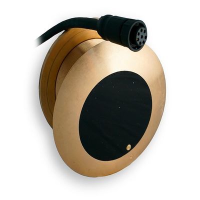 Transducer Thru-Hull Mount With 18 Degree Tilted Element Low Profile 1000 Foot Maximum Depth 130 To 210 kHz CHIRP High Frequency 1 Kilowatt Power 30 Foot Cable