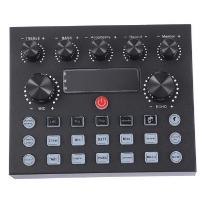 BAZEITFLOW Portable Sound Card Colorful LED Lights Voice Changer and Mixer for Mobile and Computer Streaming for Podcasting and Live Broadcasting