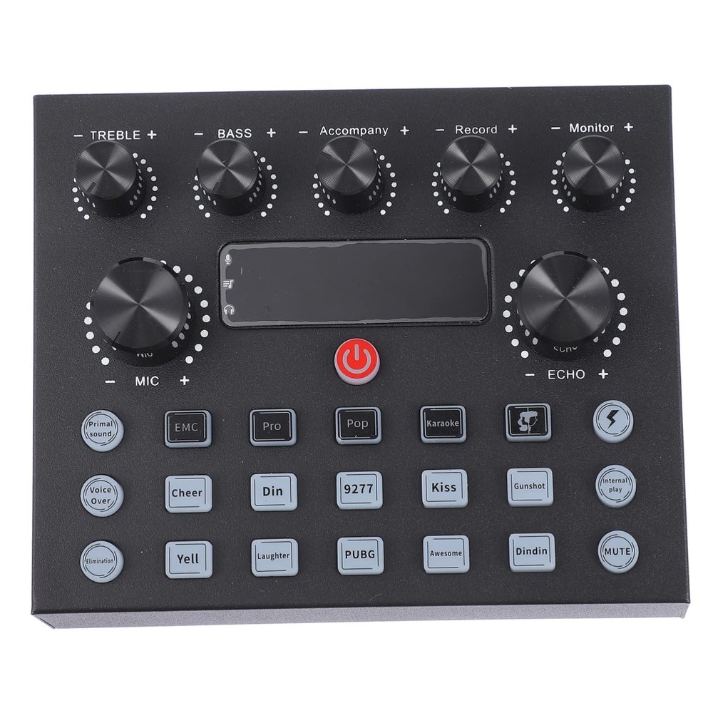 BAZEITFLOW Portable Sound Card Colorful LED Lights Voice Changer and Mixer for Mobile and Computer Streaming for Podcasting and Live Broadcasting