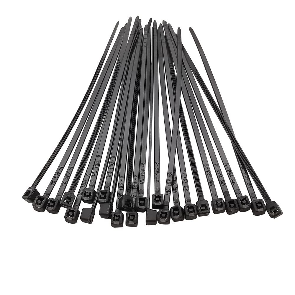 100Pcs Black Cable Ties Self-Locking Plastic Nylon Wire Cable Zip Tie Clamps Assorted Size Fastening Ring(3x120mm Width 1.8mm)