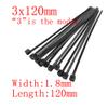100Pcs Black Cable Ties Self-Locking Plastic Nylon Wire Cable Zip Tie Clamps Assorted Size Fastening Ring(3x120mm Width 1.8mm) view 2