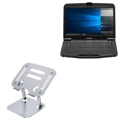 BoxWave Stand and Mount Compatible with GammaTech Durabook S15AB - Executive VersaView Laptop Stand, Ergonomic Adjustable Viewing Angle Metallic Riser - Metallic Silver