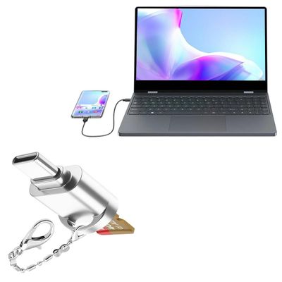 BoxWave Adapter Compatible with Changingtouch Portable X-Monitor Lapdock (14 in) - Micro SD Card miniReader, USB Type-C OTG Reader USB3.0 Adapter Keychain - Metallic Silver