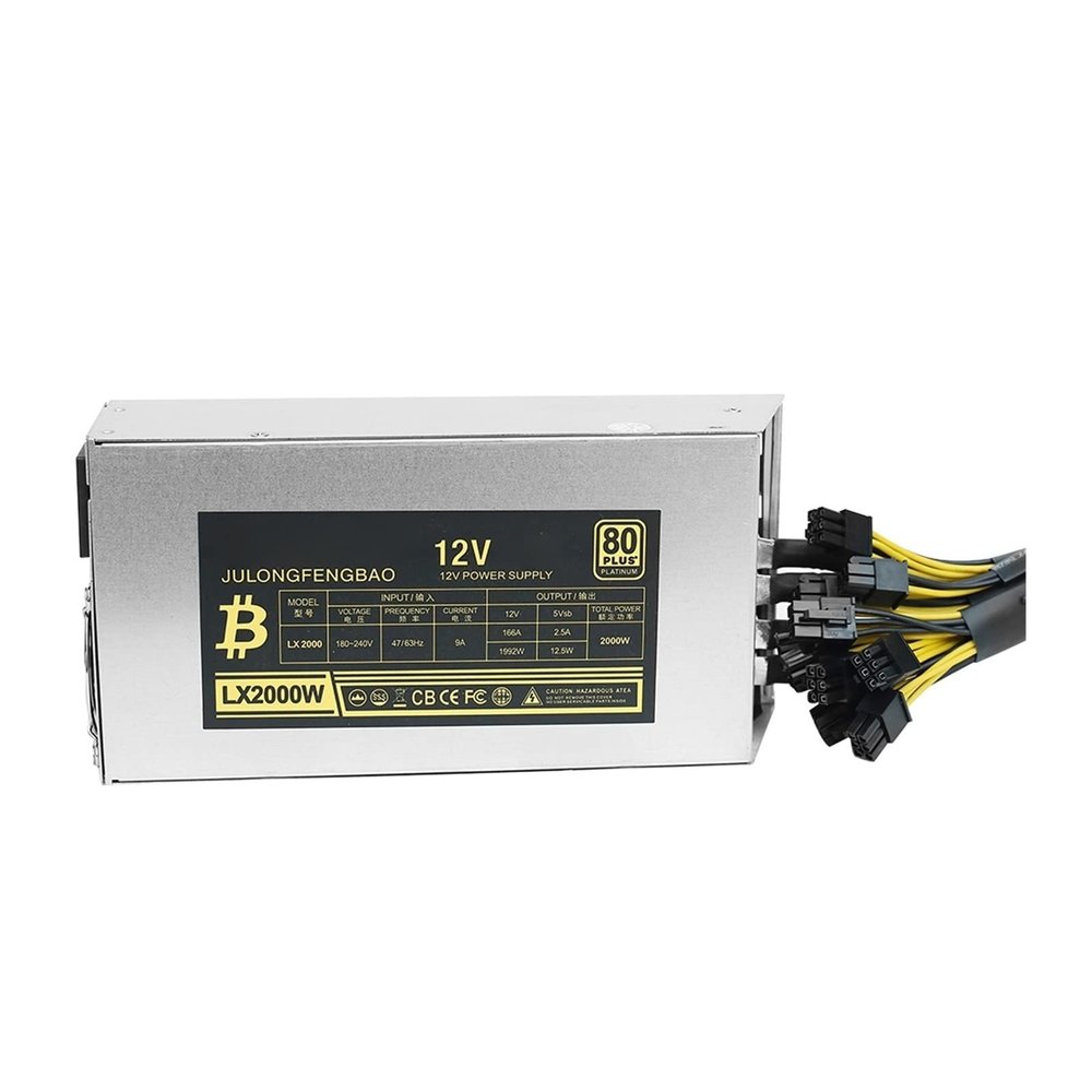 ORKDFJ 2000W/2200W ETH Power Supply Desktop Single-Channel Power Supply for BTC Bitcoin Ethereum Server Stable Speed Miner Mining(2200W)