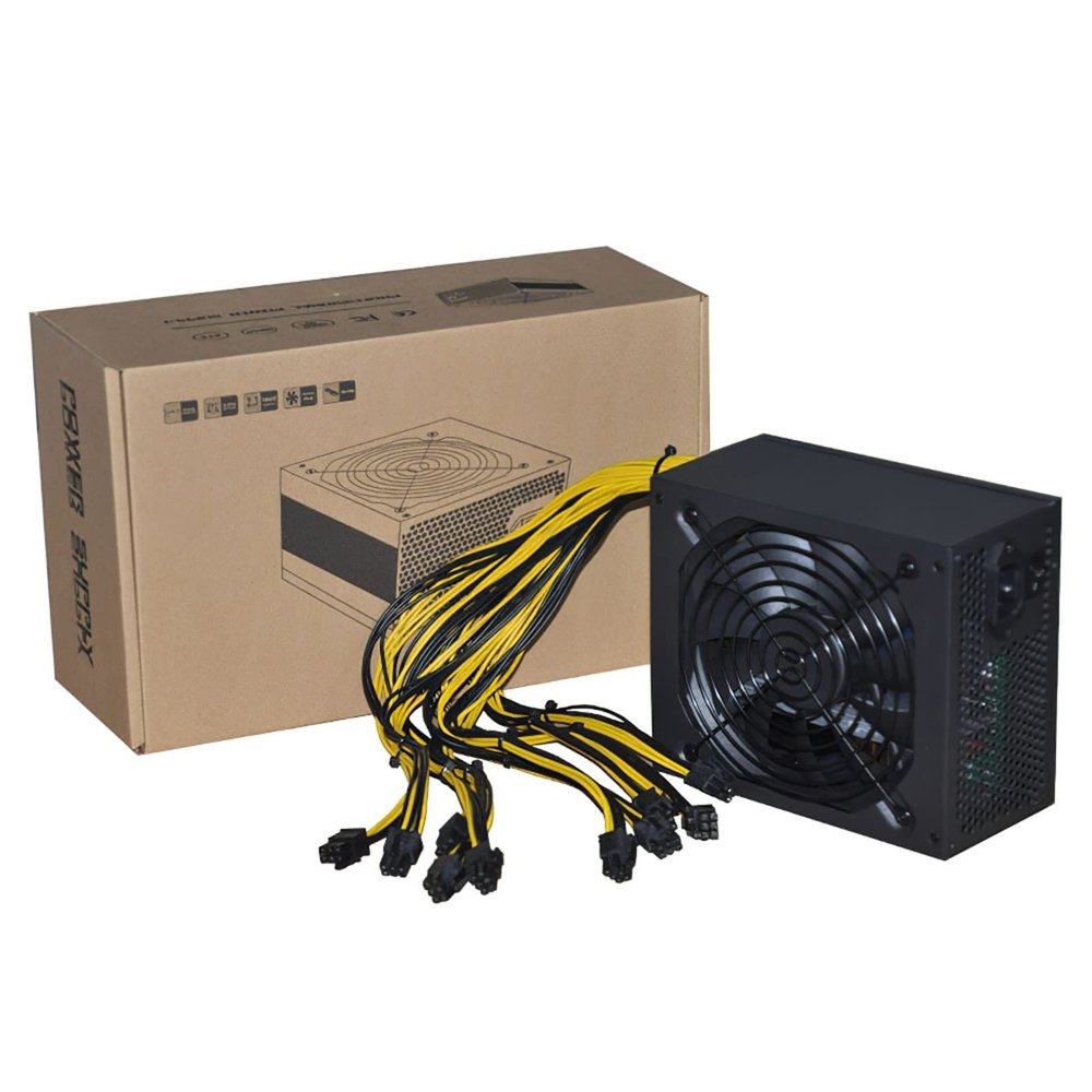 VYSLZ 4U Single 10X 6Pin PSU Mining Power Supply Source BTC ETH Bitcoin Miner 110V 240V 2000W 2400W 2600W ATX for 6 GPU Graphics Card(160-240V 2400W)