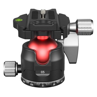C5 Ball Head 38mm Big Ball Head 360 Panoramic Full CNC Low Profile Plate Tripod Head for Camera
