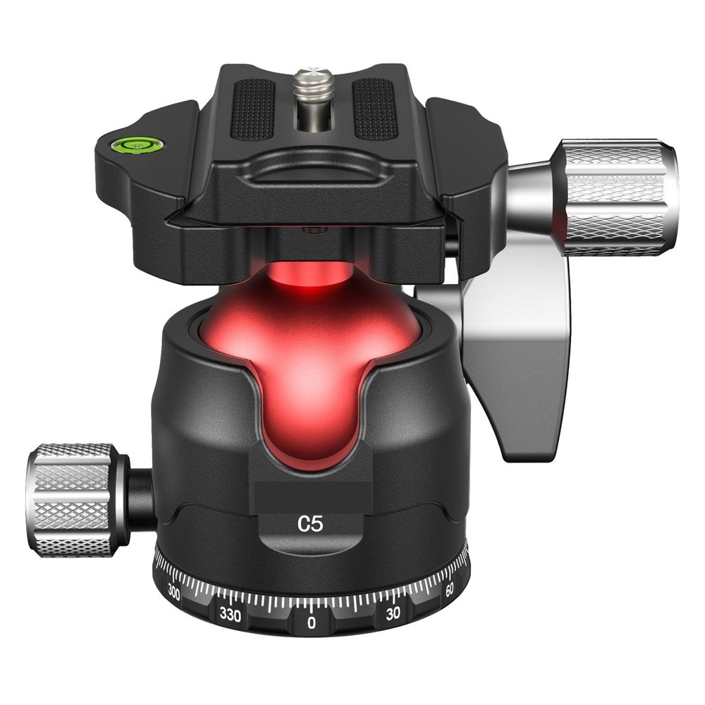 C5 Ball Head 38mm Big Ball Head 360 Panoramic Full CNC Low Profile Plate Tripod Head for Camera