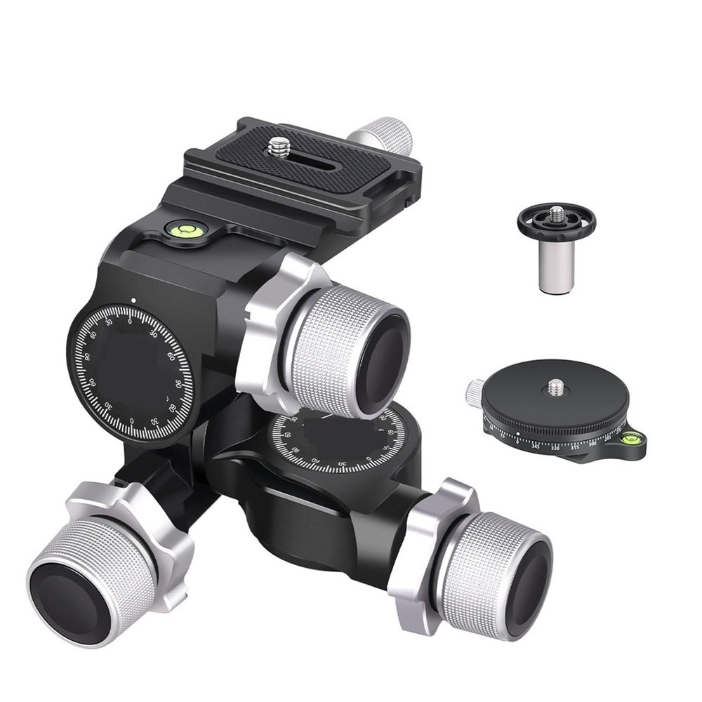 GR5 CNC Aluminum Alloy 3 Way Geared Tripod Head Load Capacity 6kgNet Weight 811g for Photography Camera(GR5 Kit)