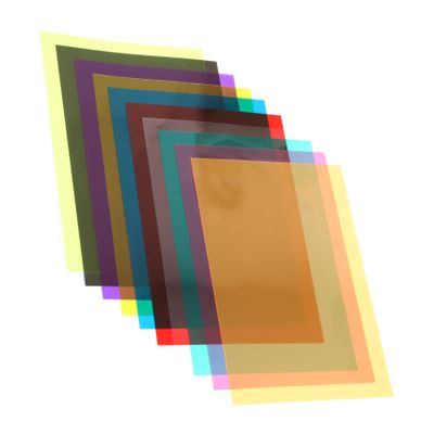 POPETPOP 10Pcs Transparent Color Lighting Gel Sheets PVC Photo Films for Color Correction for Stage Film Video and Lighting Includes