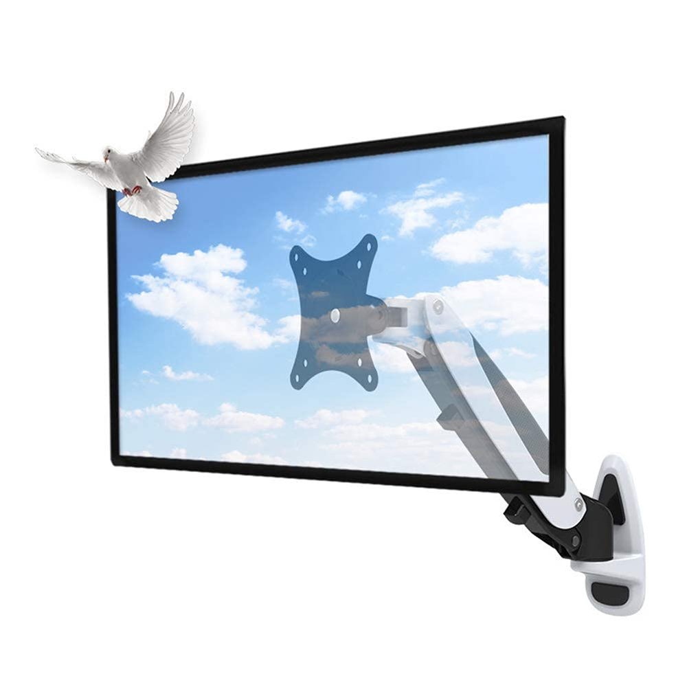 TV Mount,Sturdy, 17-27" Monitor Wall Mount Stand- Fully Adjustable Gas Spring Arm Holds 8Kg Computer Screen - Premium Aluminum