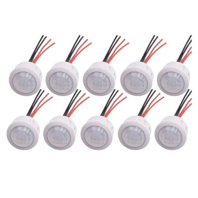 AEHON 5/10pcs Pir Infrared Motion Automatic Light Sensor IR Detector Switch 12V 24V DC 110V 220V AC Human Body Induction Night Lamp(10pcs 9-60VDC)