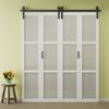 64" x 84" CRUTOP Preassembled Panels & Paintable Bifold Barn Doors, Fingerprint-Resistant 3 Lite Tempered Frosted Glass Bi Fold Barn Door, Solid Core Folding Barn Door for Closet view 3