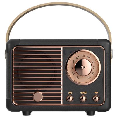 Wireless Retro Speaker, Portable Mini Radio for Kitchen, Office, Party, Black