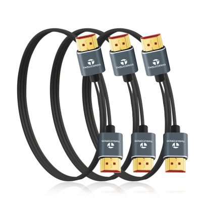 Thsucords Ultra Thin 8K 4K HDMI Cables 15FT 3 Pack, Slim & Flexible Soft High Speed HDMI 2.1 Lead Support 4K@120Hz 8K@60Hz 48Gbps for Roku TV/HDTV/PS5/Blu-ray
