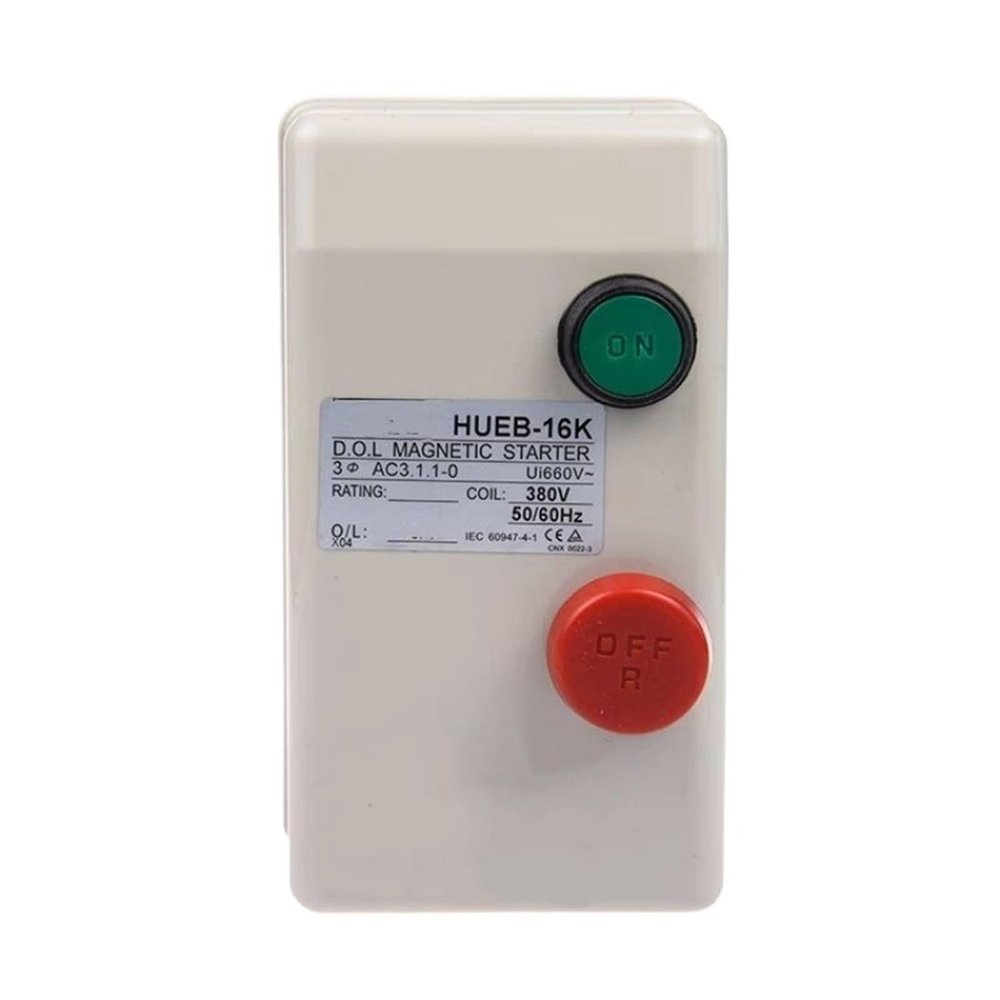 1pcs On/Off Switch Non Reversing Type 3 Phase Motor Magnetic Starter 380V AC Coil HUEB-16K
