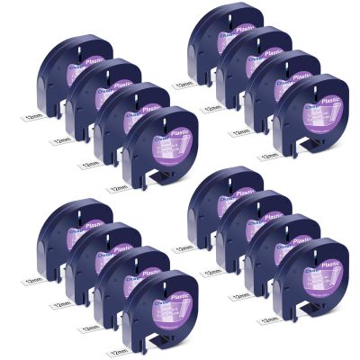 Cruxer 16 Pack Replacement for 91331 Letra Tag Refills Tape 12mm x 4m (1/2" x 13') Black Text on Clear Plastic Label Tape Compatible with 200B LT100H LT100T QX50 Label Maker for Home Office School