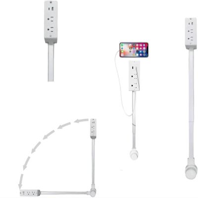 2025 New Power Socket Expander, Access Hard-to-Reach Outlets, Outlet Extender Pole for Behind Couches, Rotating Extendable Outlet Features USB-A USB-C and 2 Ac Outlets