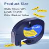 Cruxer 12 Pack Replacement for 91332 Letra Tag Refills Tape 12mm x 4m (1/2" x 13') Black Text on Yellow Plastic Label Tape Compatible with 200B LT100H LT100T QX50 Label Maker for Home Office School view 2