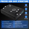 WJIECO Biometric Smart Gun Safe with Phone Charging for Handgun - Biometric Gun Safe 3 Ways Quick Access with Fingerprint/Keypad/Key Lock for Bedside Nightstand or Car with LCD view 3