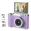 4K Foldable Screen Student Camera, 2025 Upgrade Portable FHD 4K 48MP Point and Shoot Digital Camera, 4K Digital Camera with 18X Zoom Anti-Shake with Flip Screen (Purple Kit) view 1