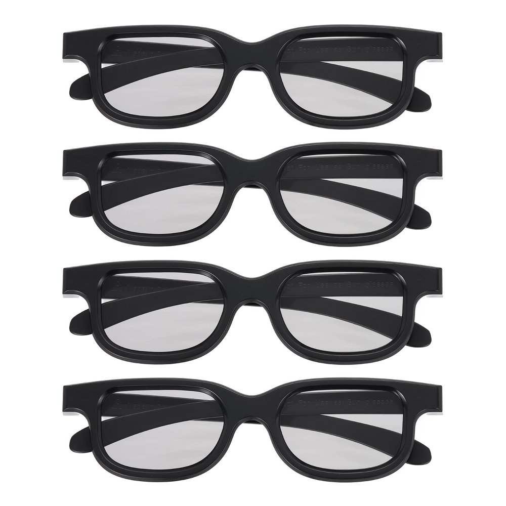 MECCANIXITY 4pcs Polarized 3D Viewing Glasses, Passive Circular 3D Glasses for Anaglyph Movie Cinema Game TV Photo Projector Black