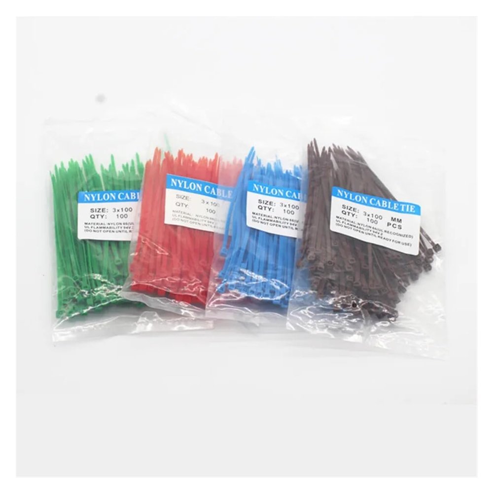 300 Pcs 18 Colors Mixed Cable Self-Locking Wire Zip Ties Set 3 * 100 3 * 150 4 * 200 Industrial Supply Fasteners Bandage(Red 300Pcs)