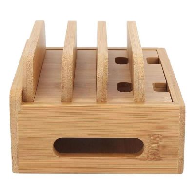 BaotyJie Wood Desktop Docking Charging Stand Multiple Charging Station Rack Cord Box Desktop Docking Rack for Multiple Devices Laptops