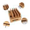 BaotyJie Wood Desktop Docking Charging Stand Multiple Charging Station Rack Cord Box Desktop Docking Rack for Multiple Devices Laptops view 2