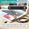 20 Pcs Leather Cord Organizer - Black Leather Cord Ties for Charging Cords, Reusable Charging Cable Organizers view 2