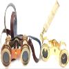 RK NAUTICAL INSTRUMENT Vintage Style Brass Opera Glasses, 4 inch, Brown Leather Strap, 2-Piece Set, Antique Gold Polish view 1