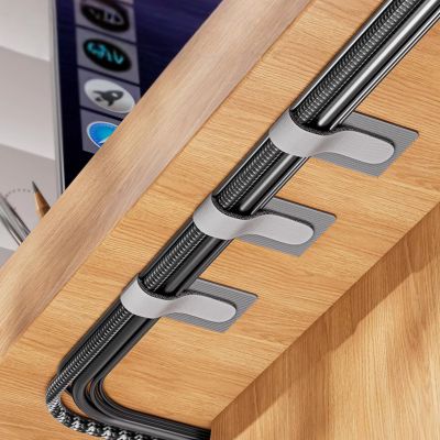 100 Pcs Hook and Loop Cable Straps,Self Adhesive Hook and Loop Cable Ties,Adjustable Cord Organizers for Desk,Reusable Wire Organizers for Cords,Cord Organizer (Grey)