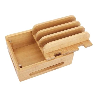 Hjdlhx Wood Desktop Docking Charging Stand, Portable Tablet Organizer, Desktop Docking Rack for Laptops