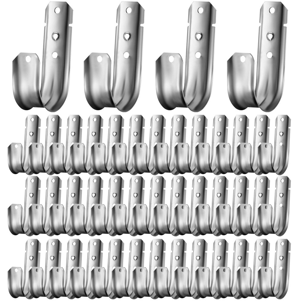 MBJZSL 200 Pcs 2-Inch Cable Support, J Hooks Heavy Duty Galvanized Steel Cable Hook Wire Management J Hooks for Attaching Wall Mounting to Vertical Surfaces, Silver