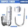 MBJZSL 200 Pcs 2-Inch Cable Support, J Hooks Heavy Duty Galvanized Steel Cable Hook Wire Management J Hooks for Attaching Wall Mounting to Vertical Surfaces, Silver view 2