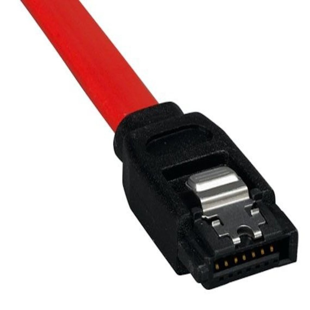 0.5m 7-pin 180-Degree Serial ATA Device Cable with Latch - Red