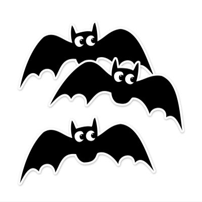 3.5" Black Bat Sticker 3 Pack - Halloween Goth Flying Batling Vinyl Decal Stickers Spooky Bats Gothic Waterproof Decals (3)