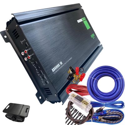 Audio360 AD6000.1 Monoblock Car Amplifier Bundle, 6000W Max Power, Includes 0-Gauge ANL Fuse Amp Wiring Kit, Compact Class D 1-Ohm Stable Subwoofer Amplifier with 91dB SNR