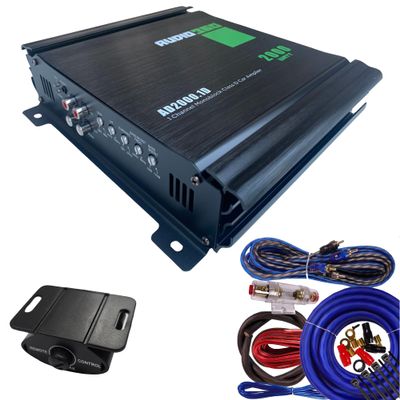 Audio360 AD2000.1 Monoblock Car Amplifier Bundle, 2000W Max Power, Includes 4-Gauge Monoblock Amp Wiring Kit, Compact Class D 1-Ohm Stable Subwoofer Amplifier with 88dB SNR